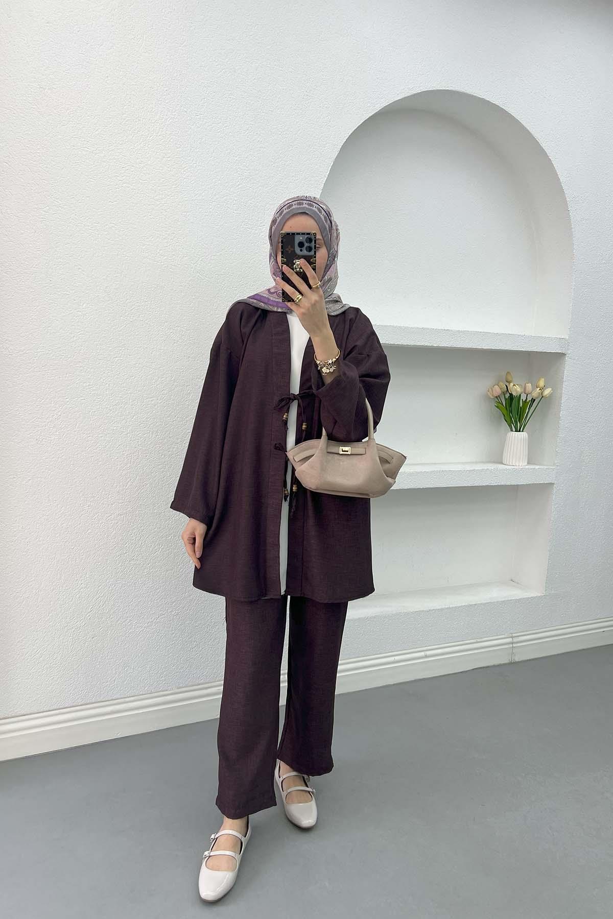 Viral Kimono Takım Mürdüm