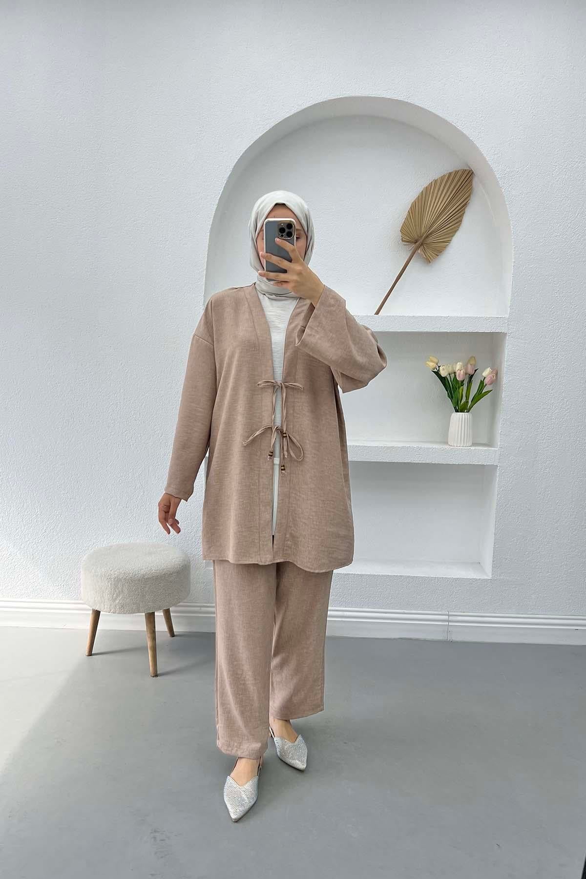 Viral Kimono Takım Sütlü Kahve