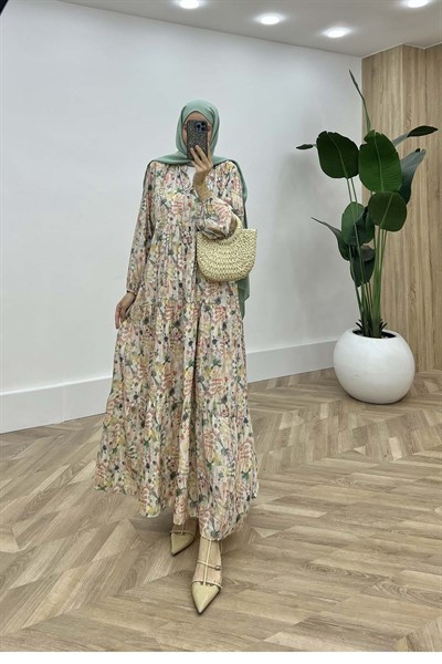 Desenli Mango Elbise Çok Renkli