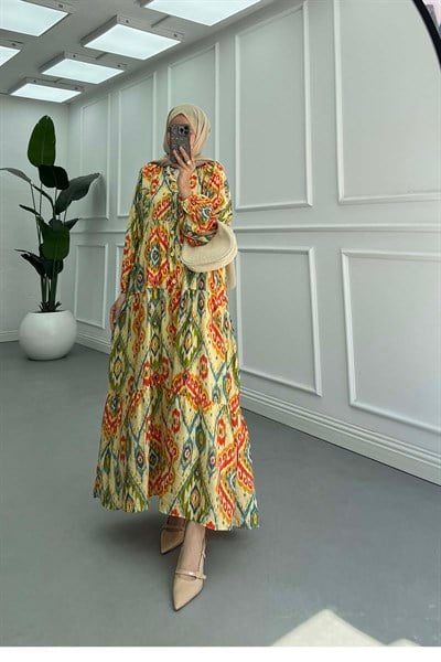 Desenli Mango Elbise Çok Renkli