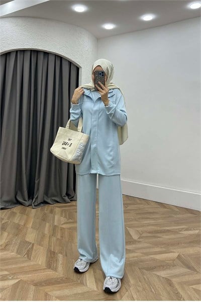 Kolsuz İçlikli Üç Parçalı Oysh Takım Bebe Mavi