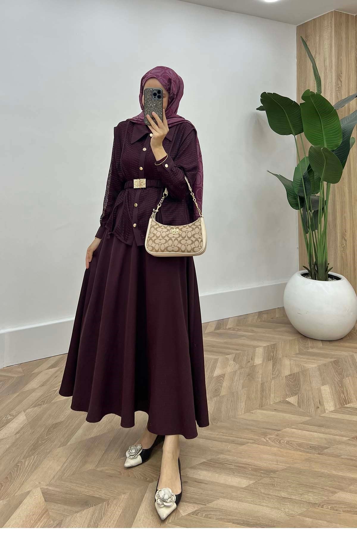 Afile File Detaylı İkili Takım Bordo