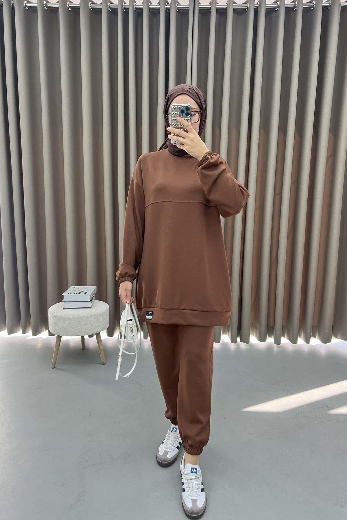 Armalı Sweat Takım Kahve