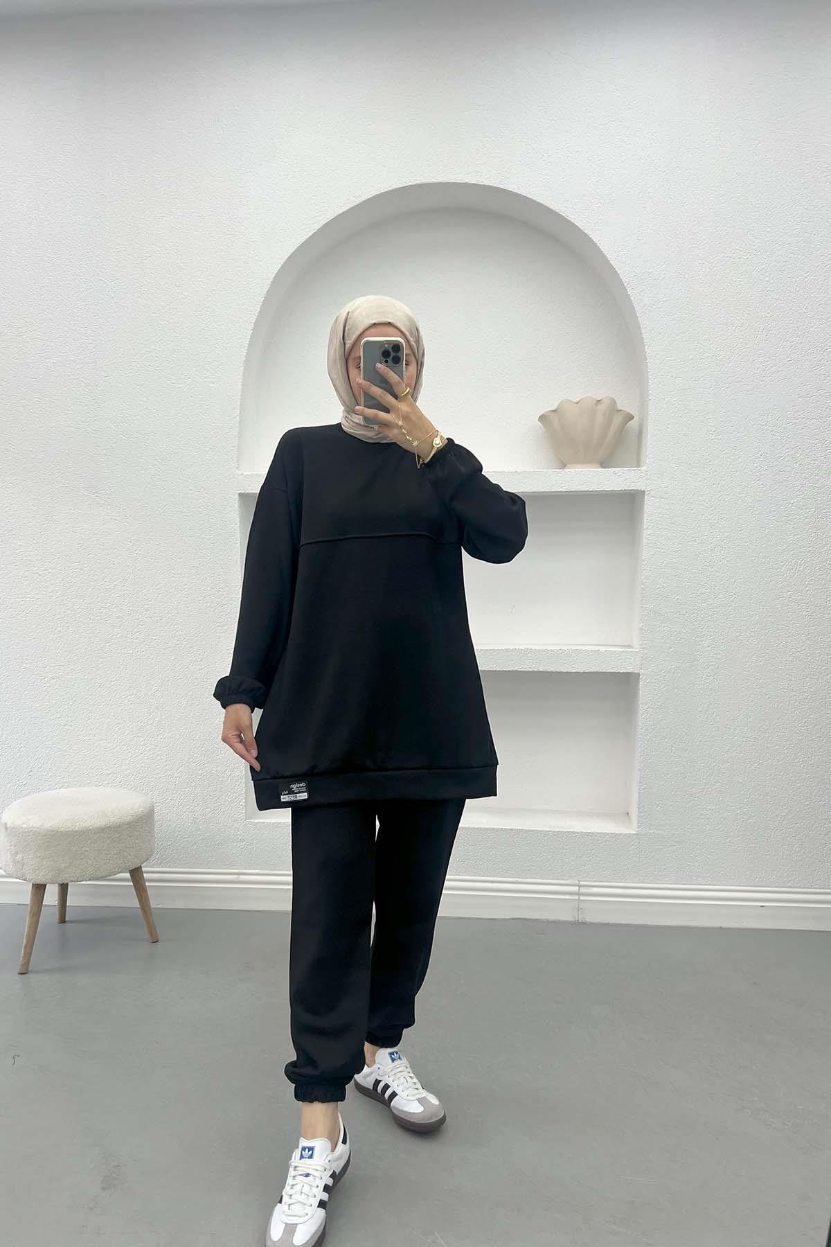 Armalı Sweat Takım Siyah