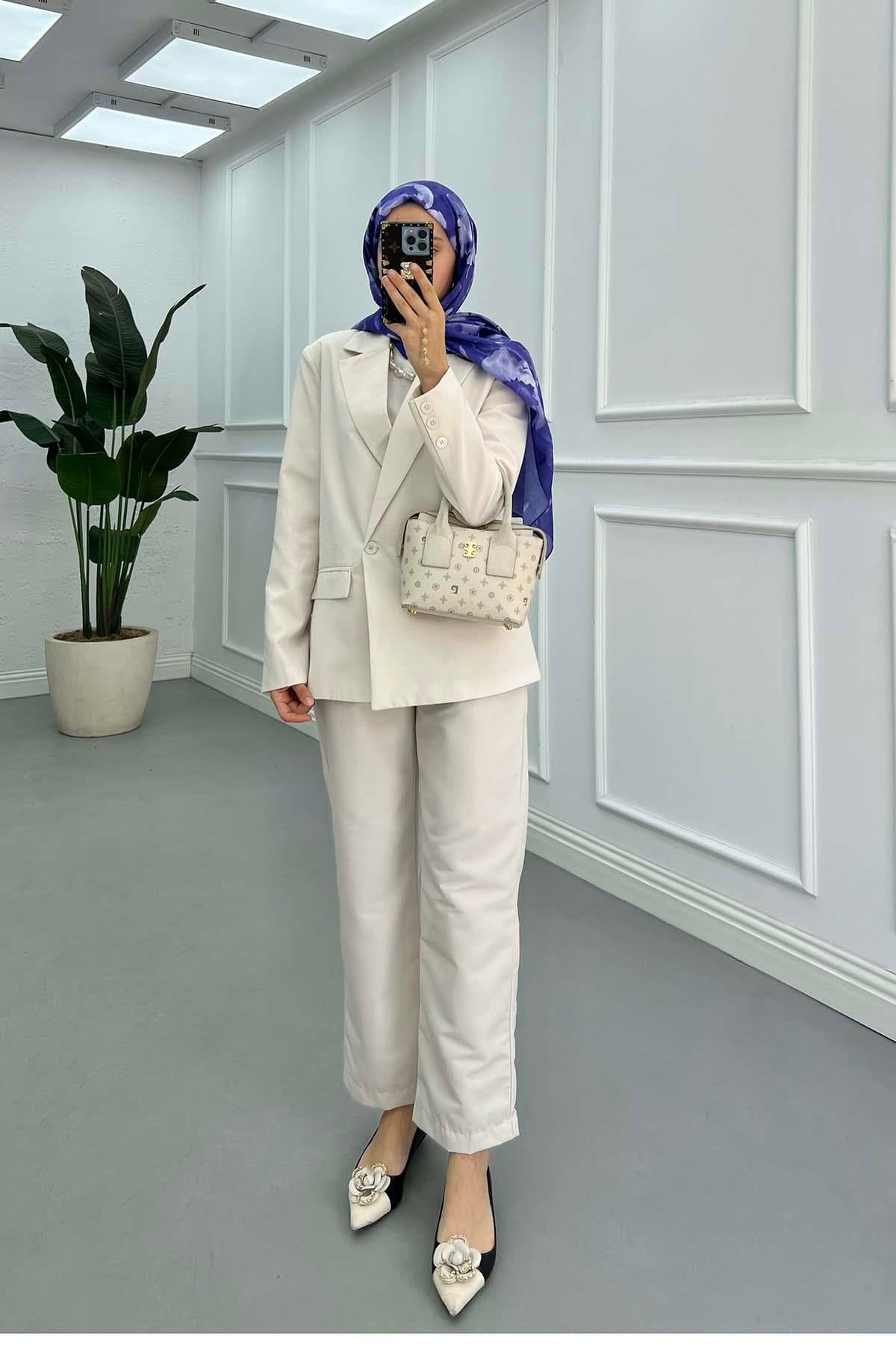 Astarlı Ceket Takım Bej