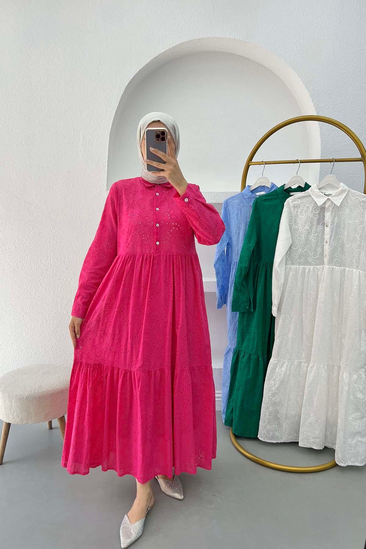Astarlı Fisto Elbise Fuşya