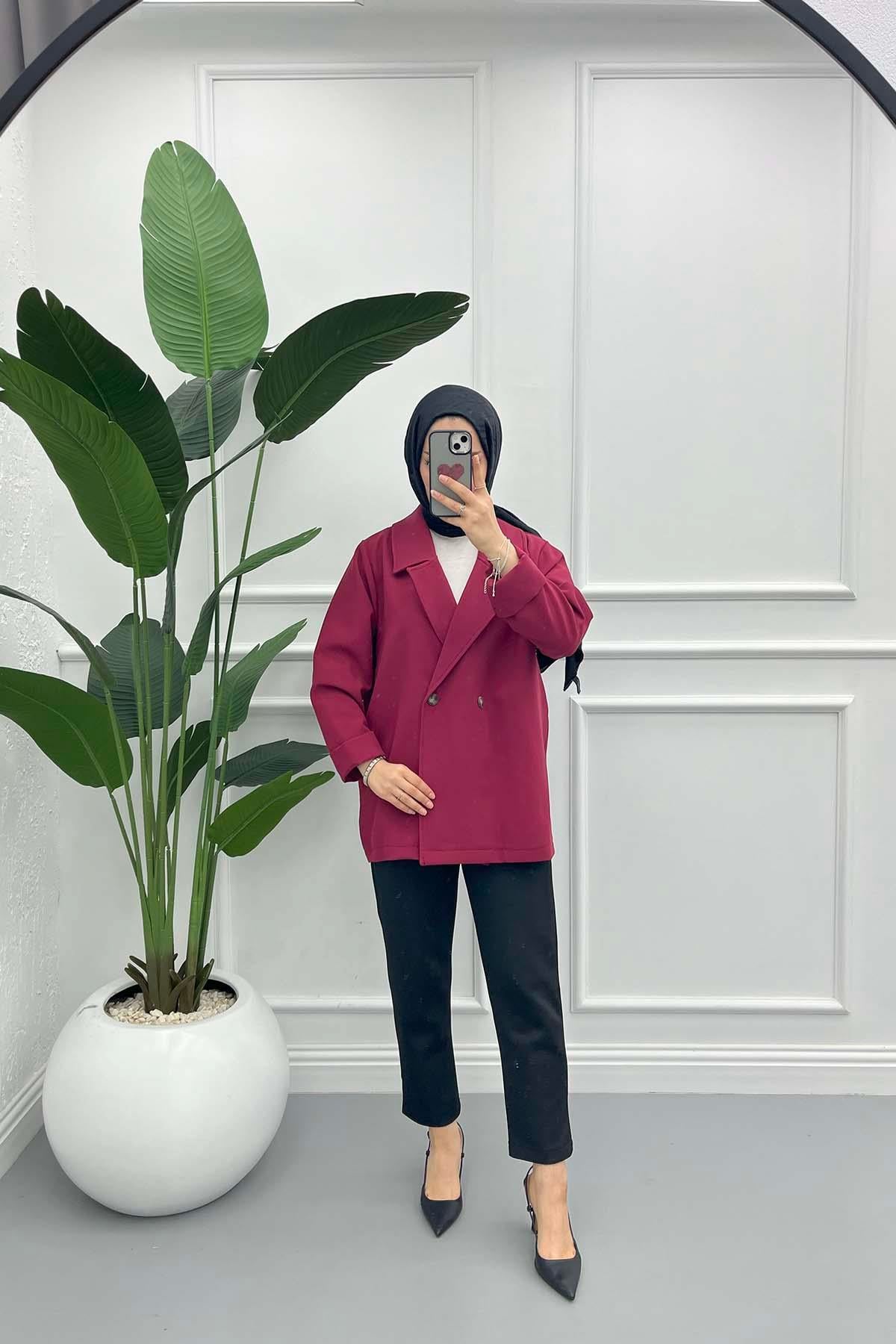 Astarsız Oversize Ceket Bordo
