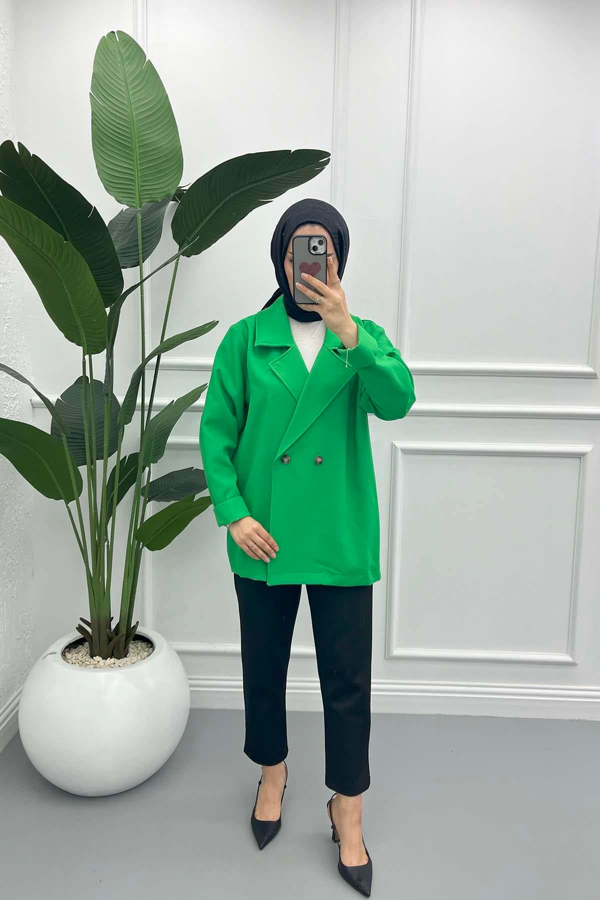 Astarsız Oversize Ceket Çimen
