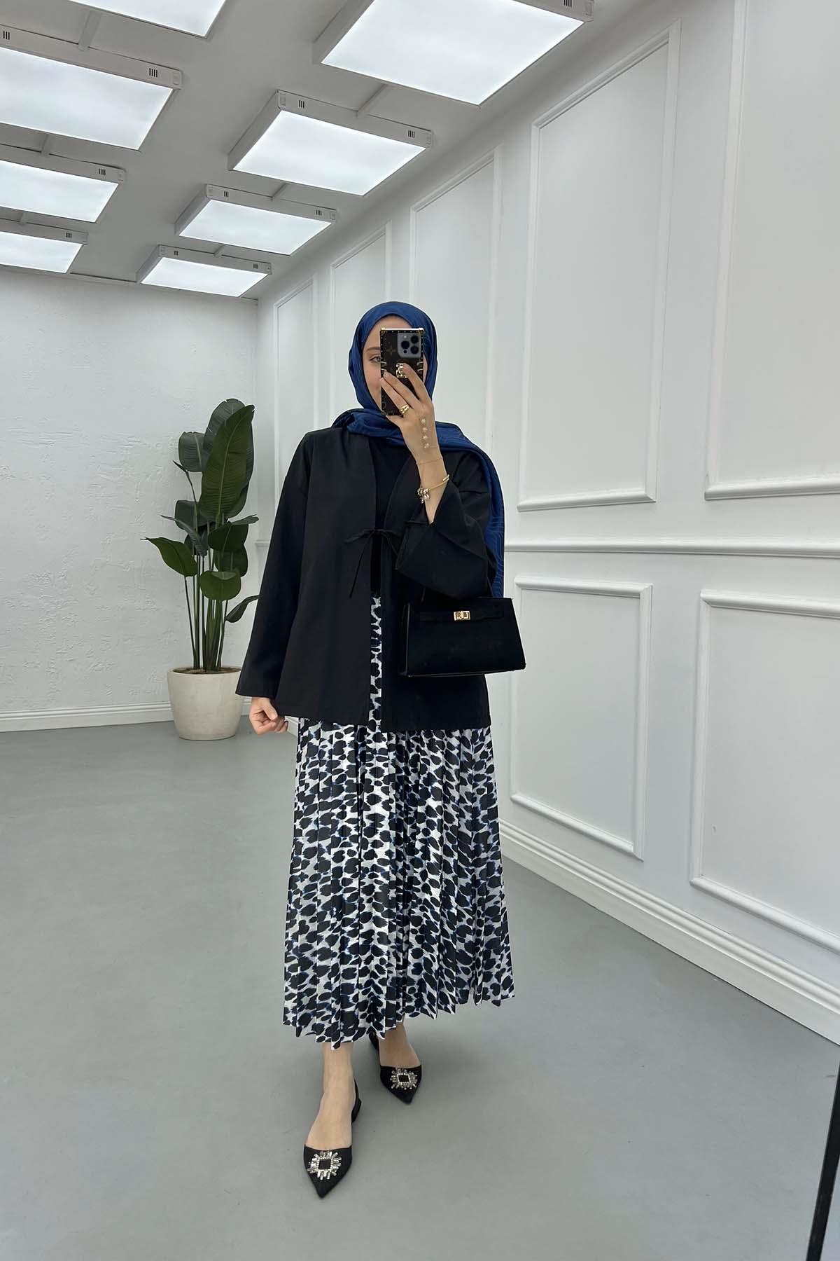 Bağlama Detaylı Kimono Siyah