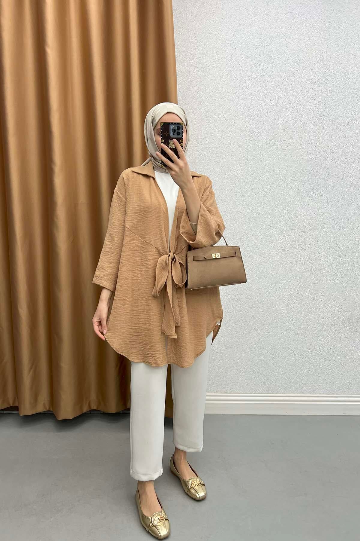 Bağlamalı Kimono Sütlü Kahve