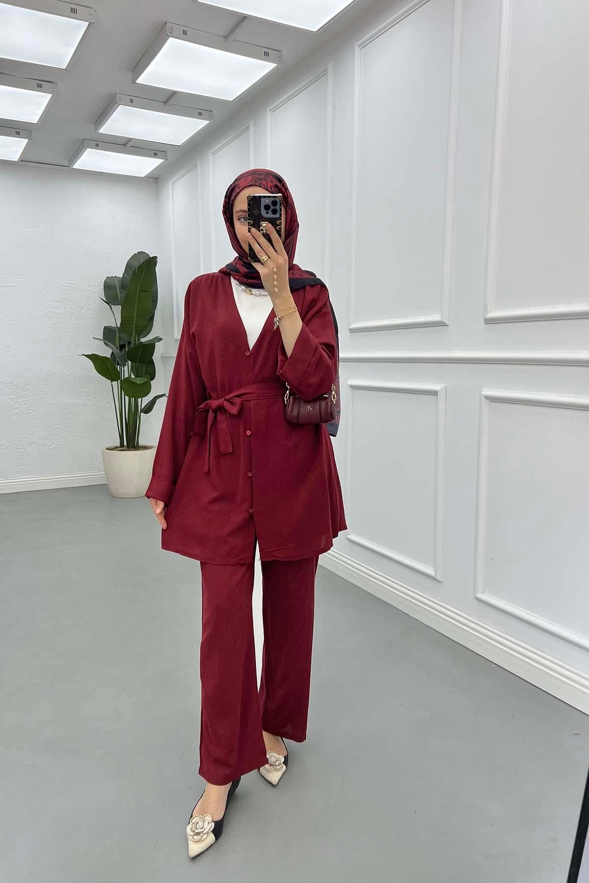 Bağlamalı Müslin Takım Bordo