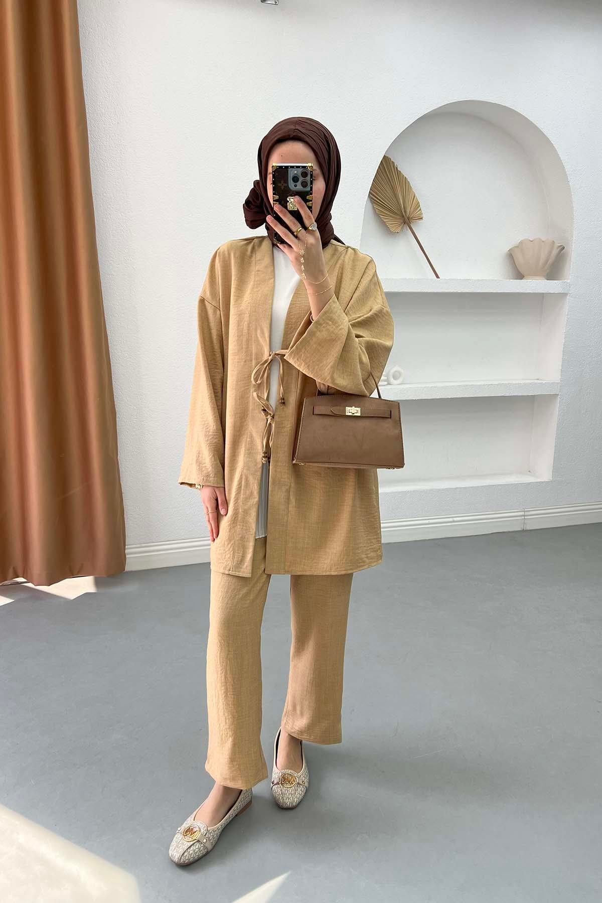 Bağlamalı Takım Bej