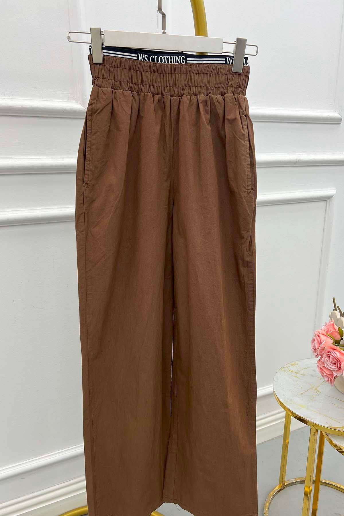Bel Detaylı Pantalon Kahve