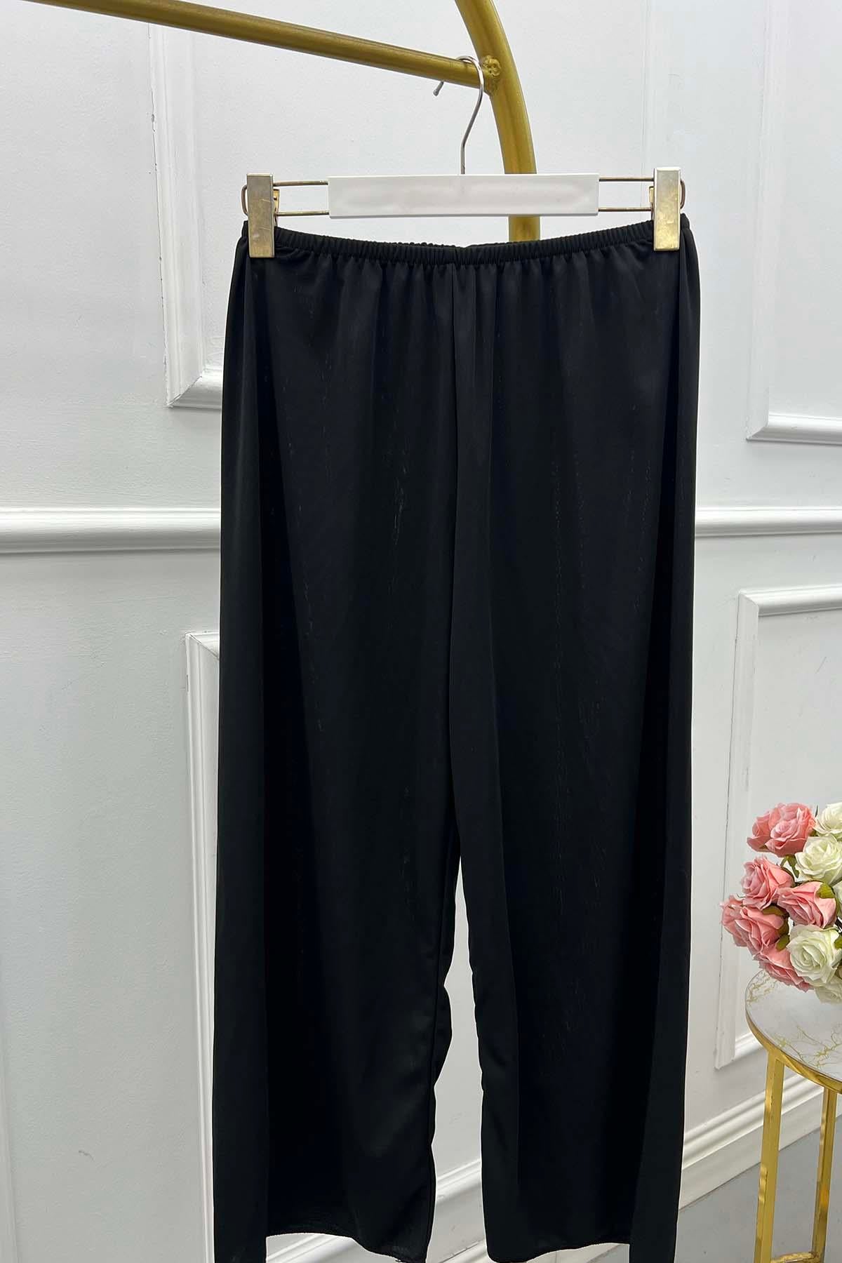 Beli Lastikli Pantalon İçliği Siyah