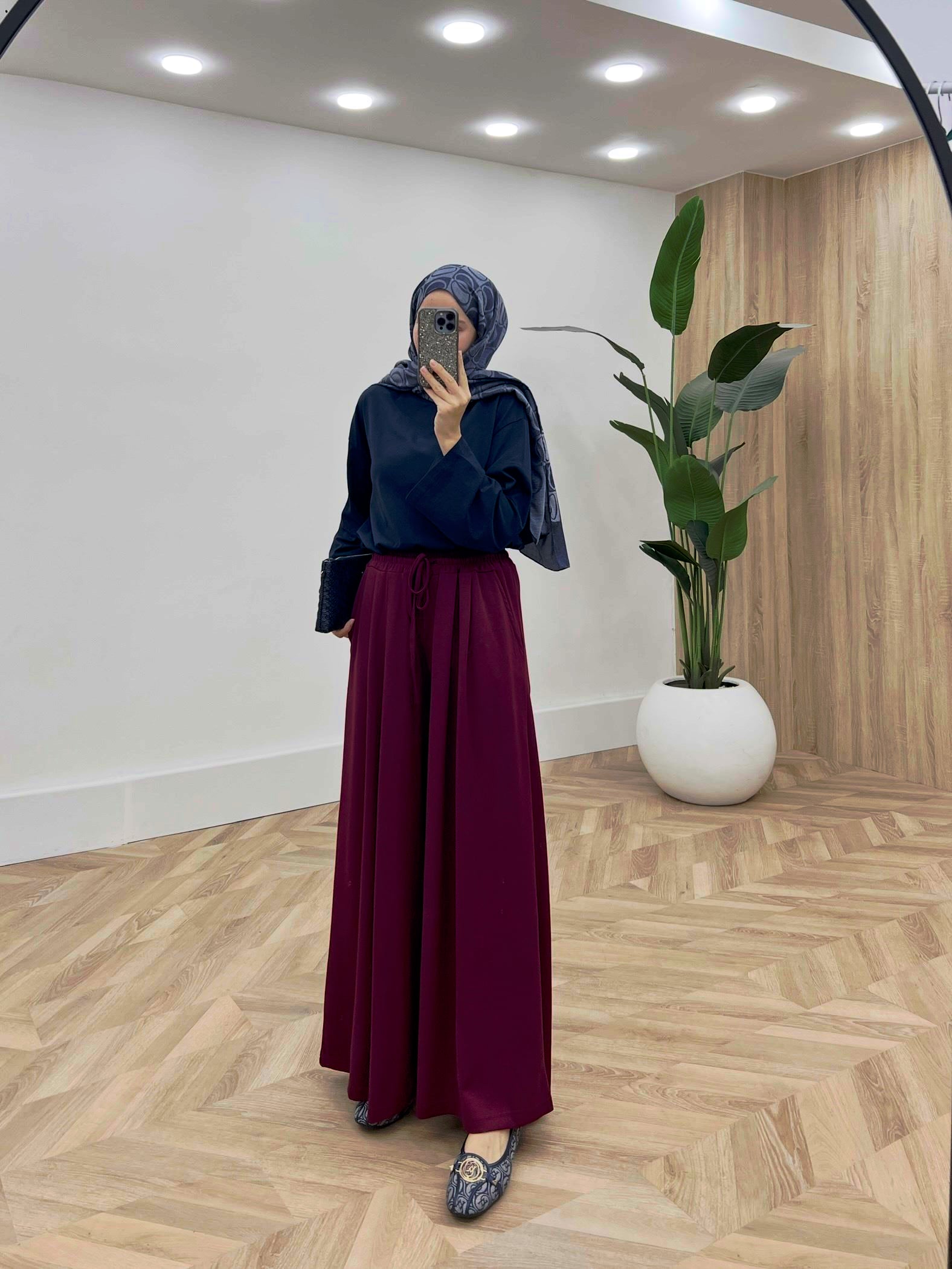 Beli Lastikli Rahat Kalıp Oysh Pantalon Kırmızı