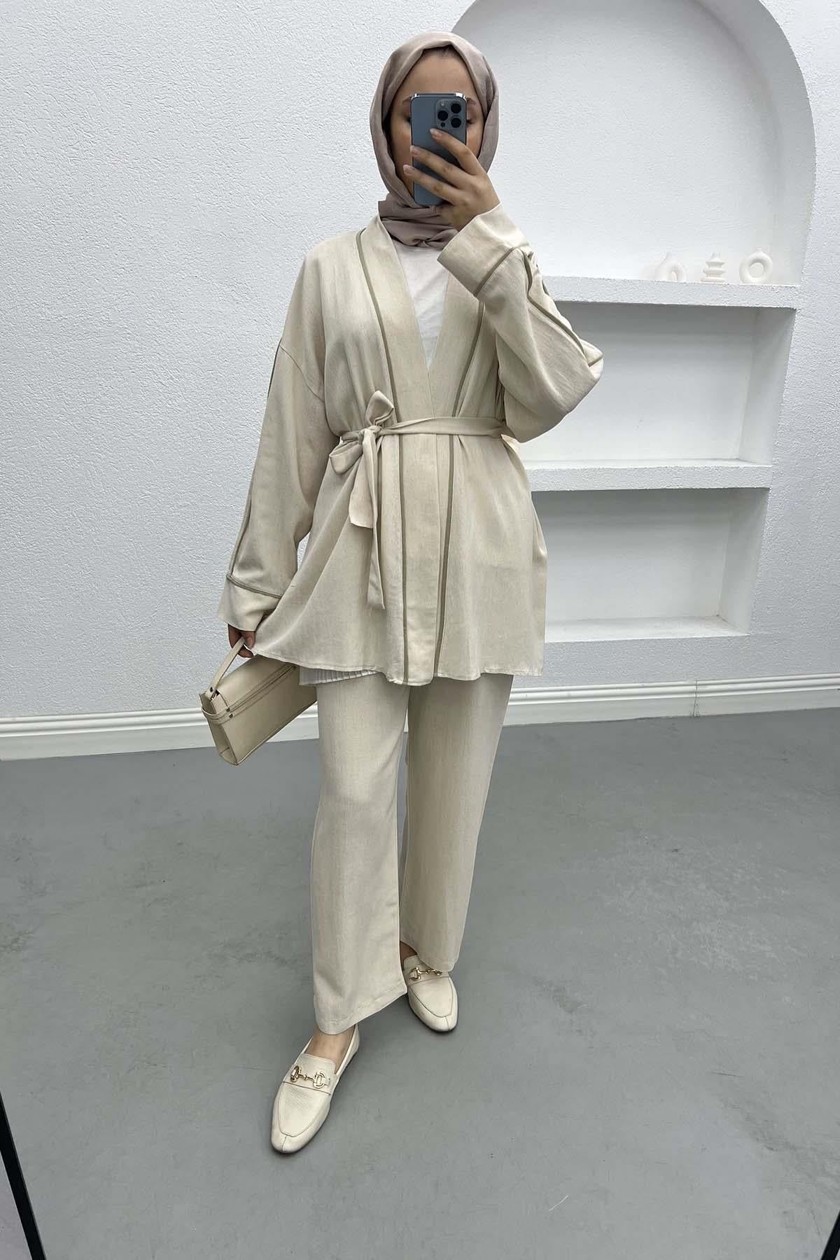 Biyeli Kimono Takım Taş