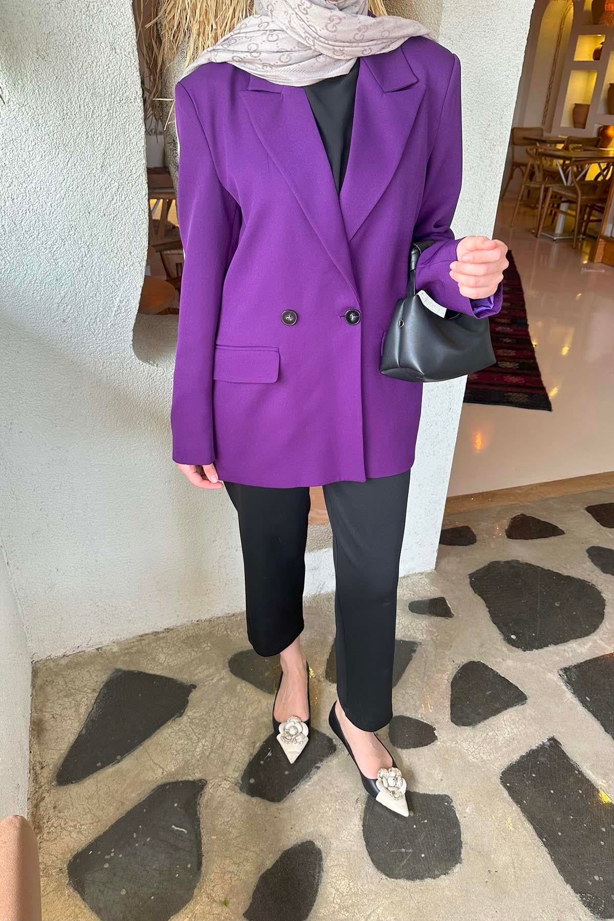 Blazer Ceket Mor