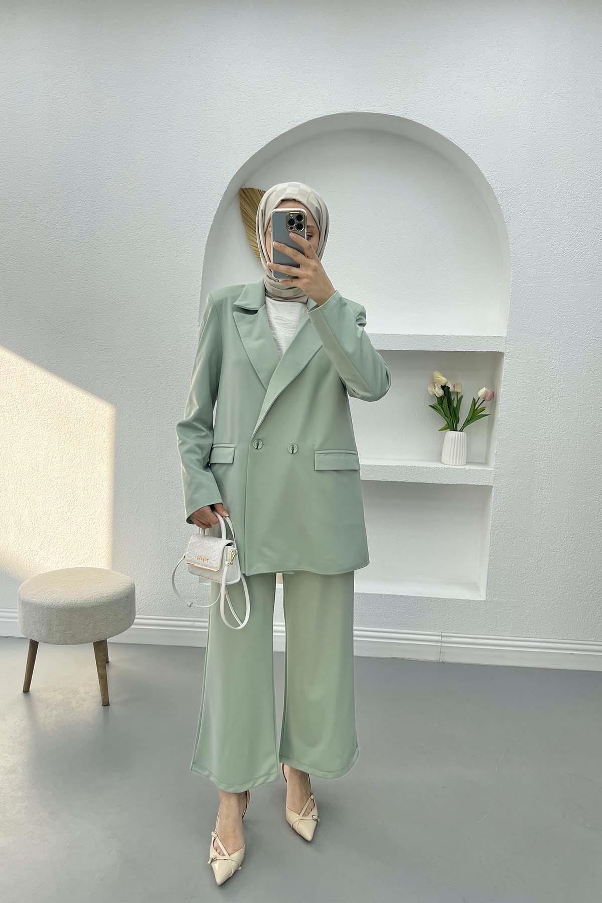 Blazer Ceket Takım Su Yeşili