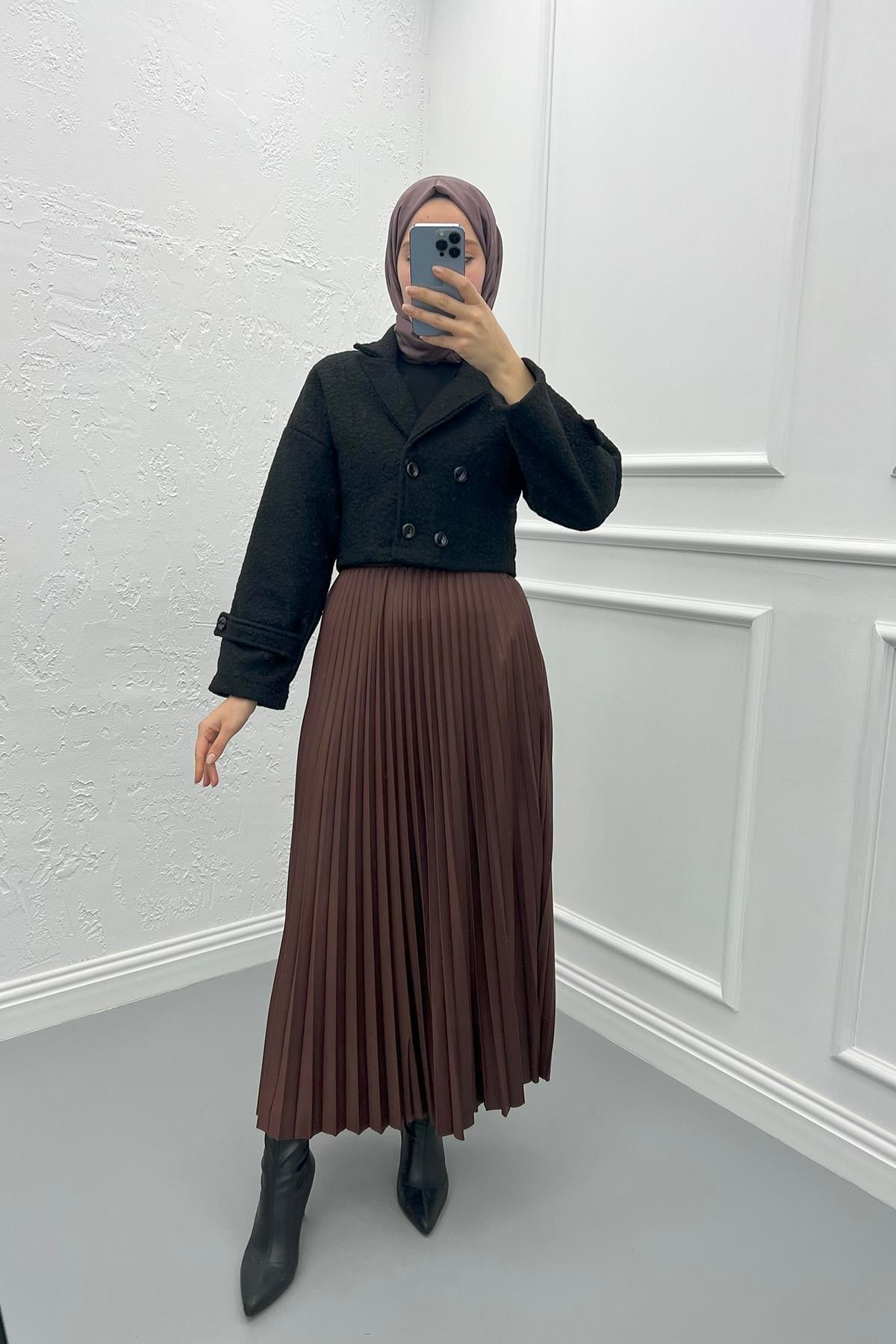Buklet Crop Ceket Siyah
