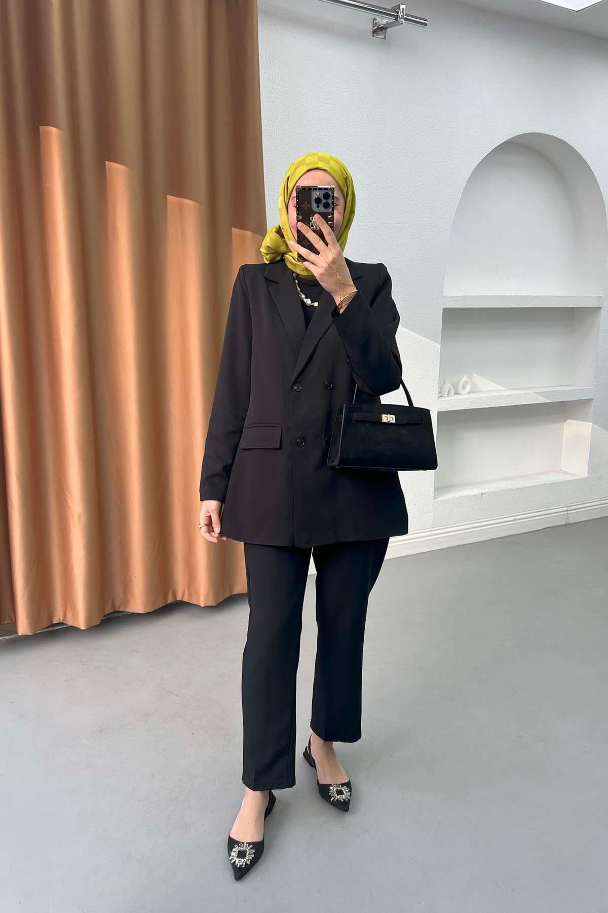 Cepli Blazer Ceket Siyah
