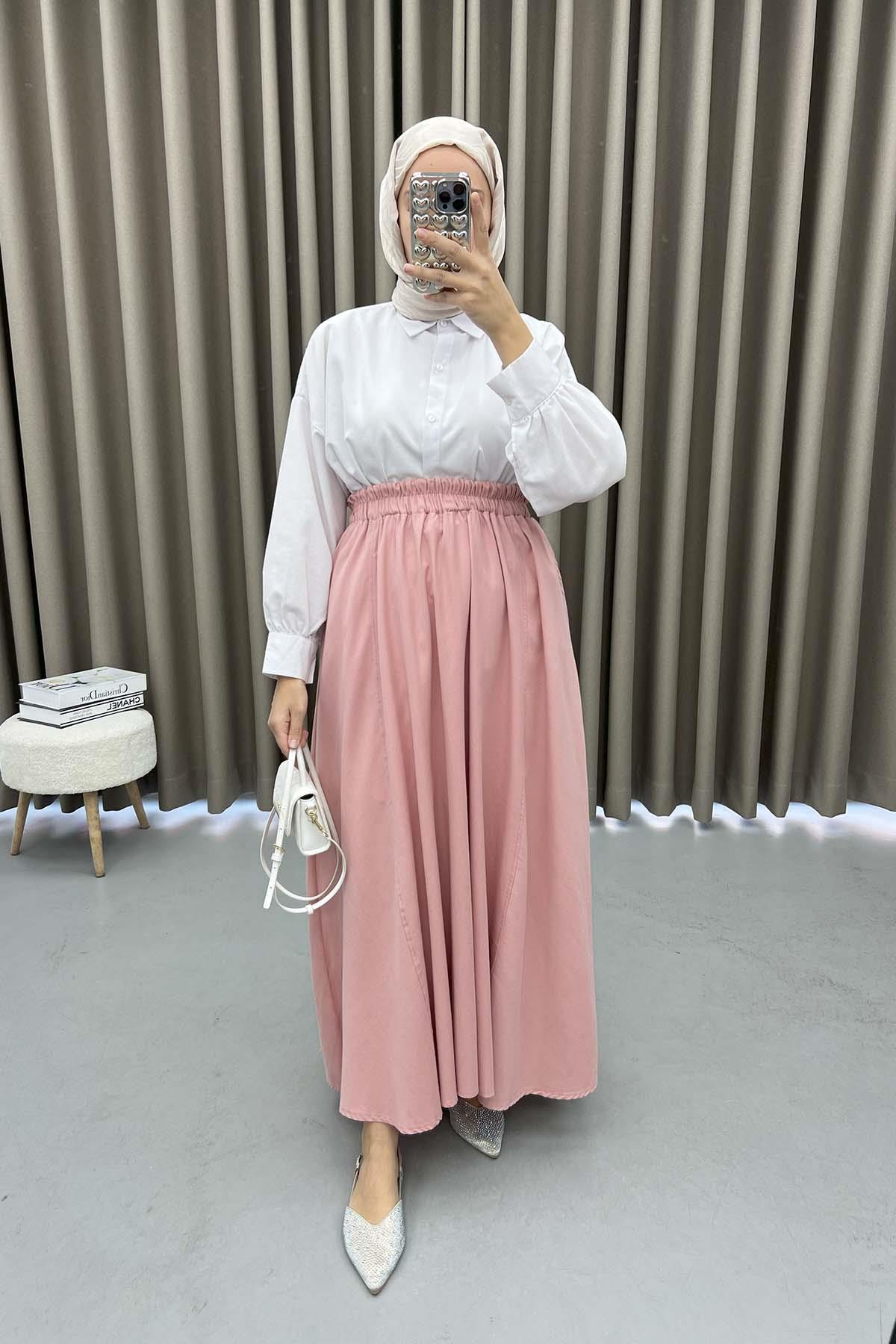 Cepli Kloş Etek Pembe