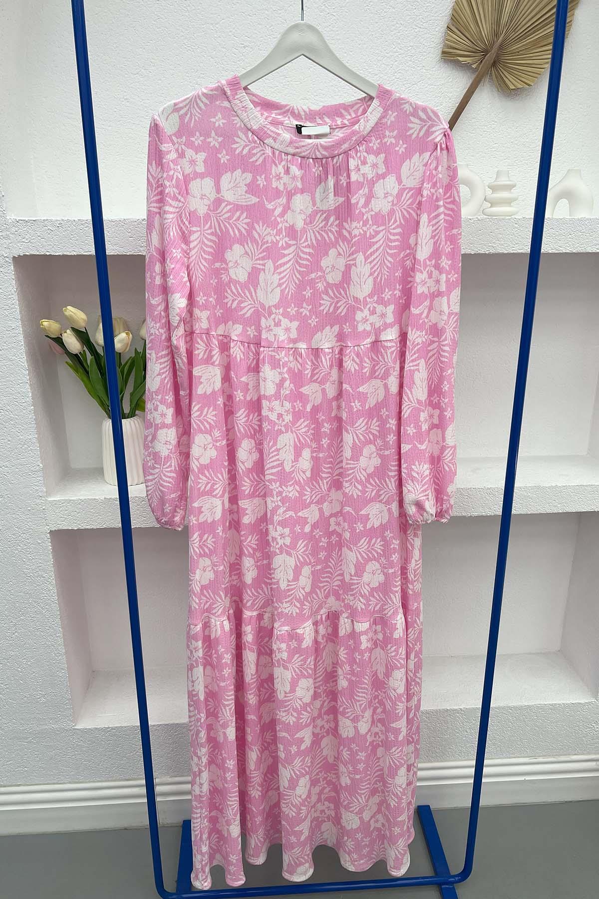 Çiçekli Elbise Pembe