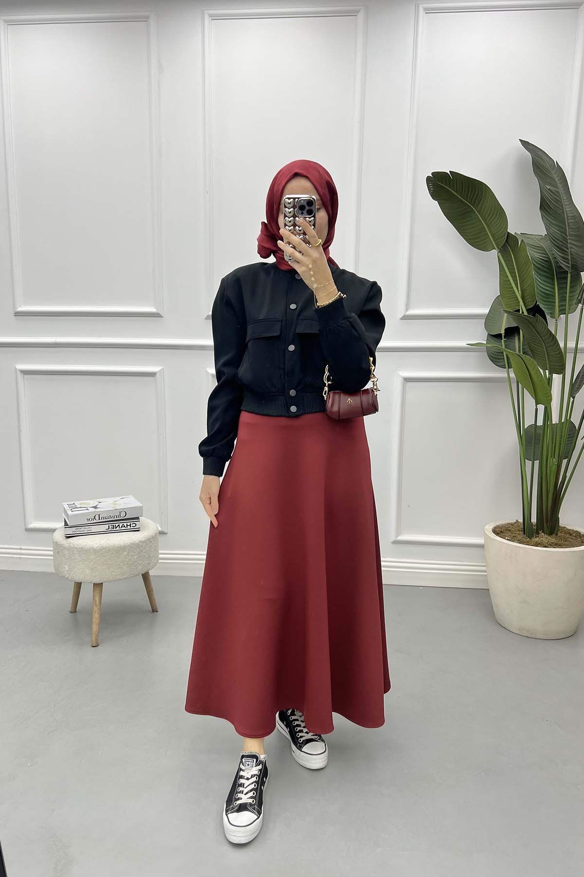 Çıtçıtlı Bomber Ceket Siyah