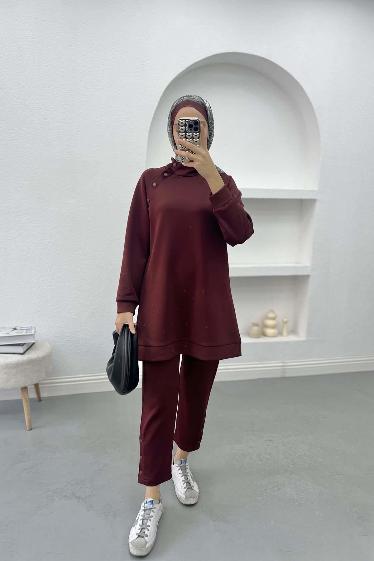 Çıtçıtlı Scuba Takım Bordo