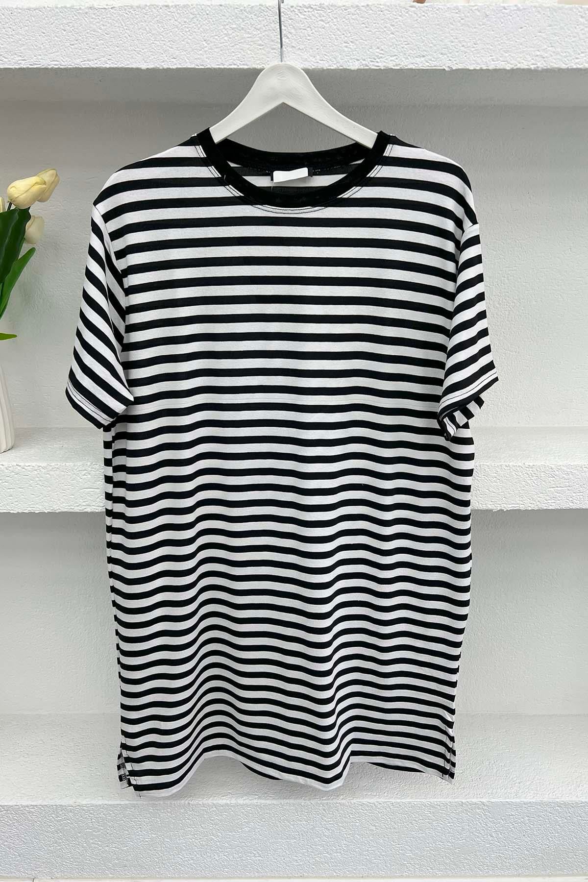 Çizgili T-Shirt Siyah