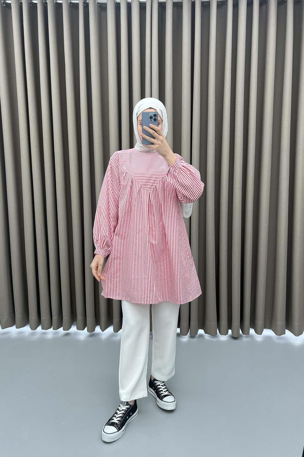 Çizgili Tunik Kırmızı