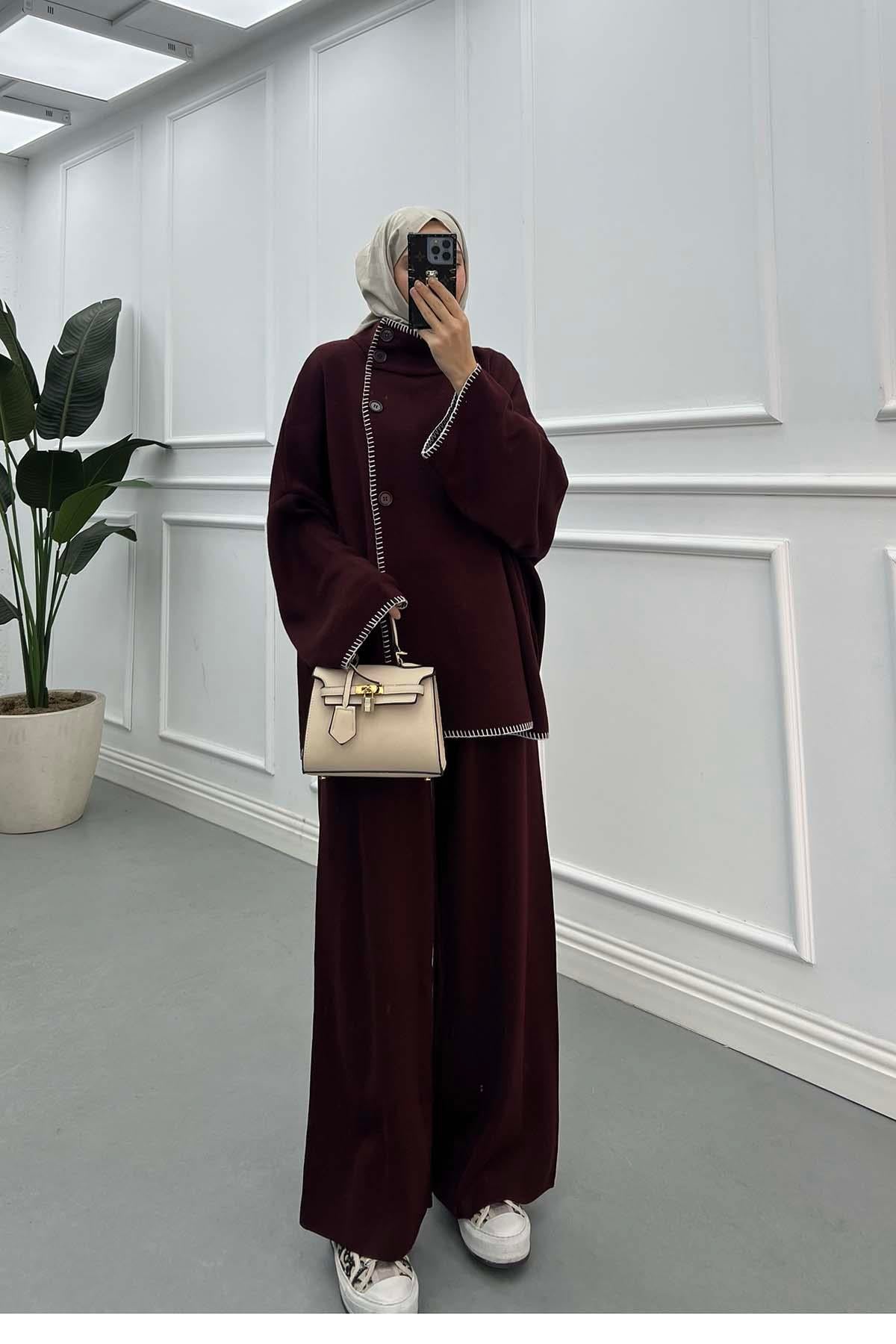 Çoban Dikiş Triko Takım Bordo