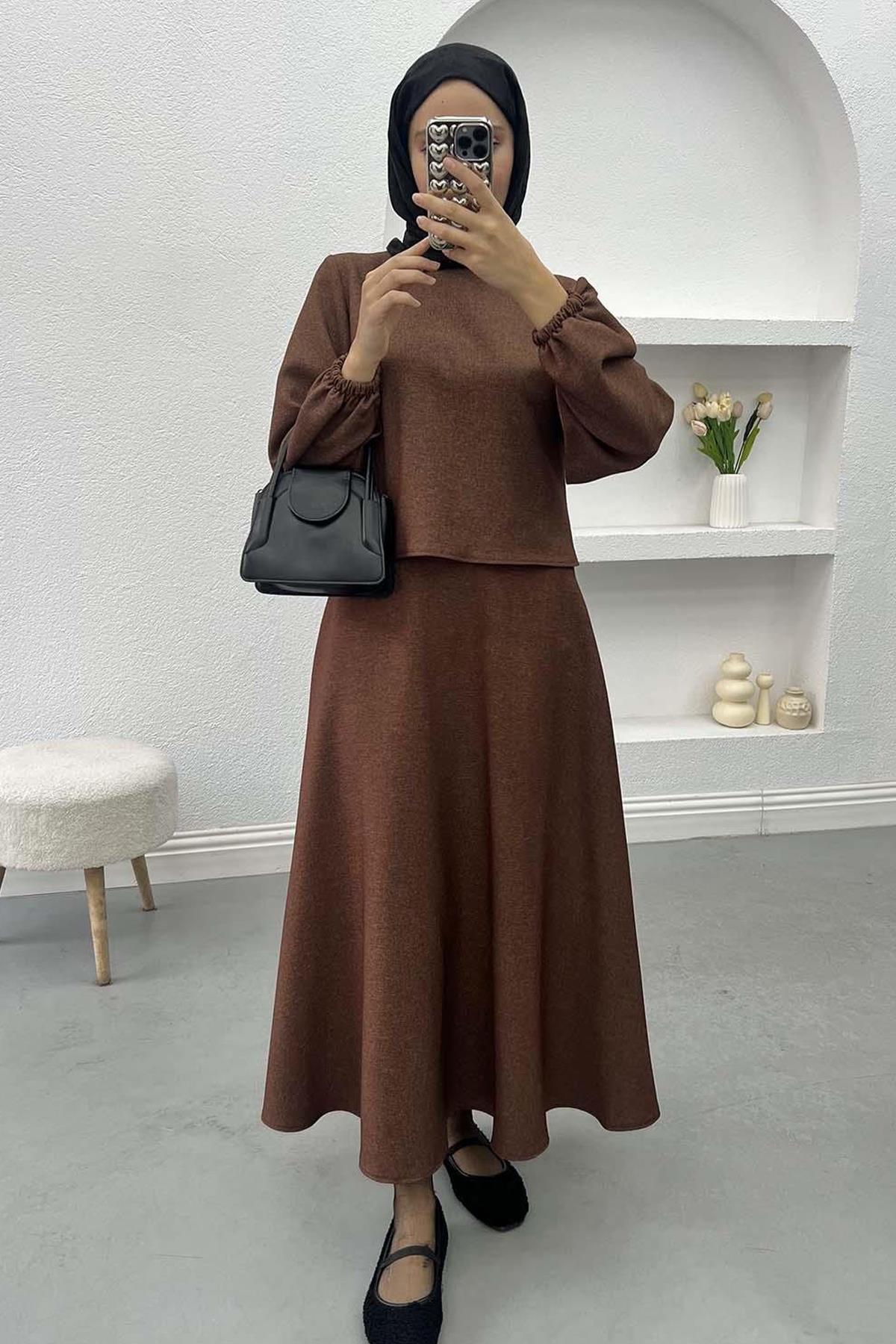 Crop Etek Takım Kahve