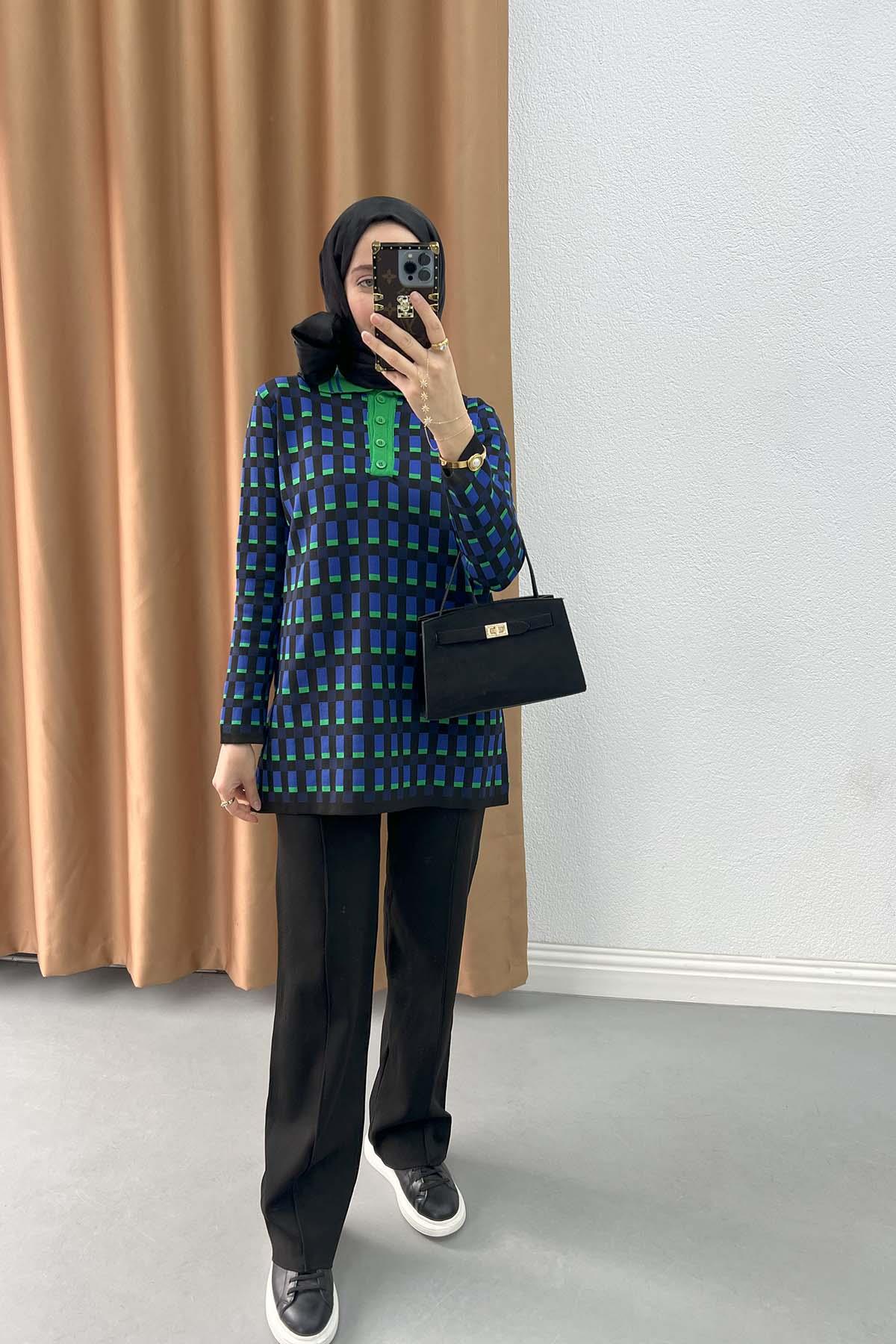 Dama Desen Triko Takım Yeşil