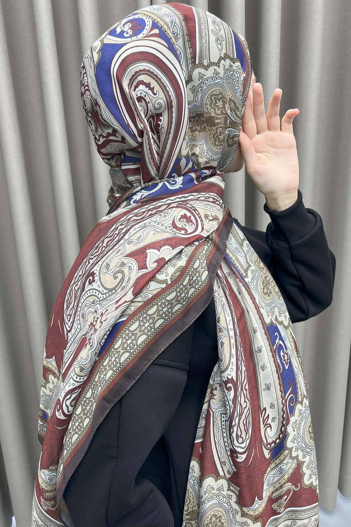 Desenli Etro Şal Bordo