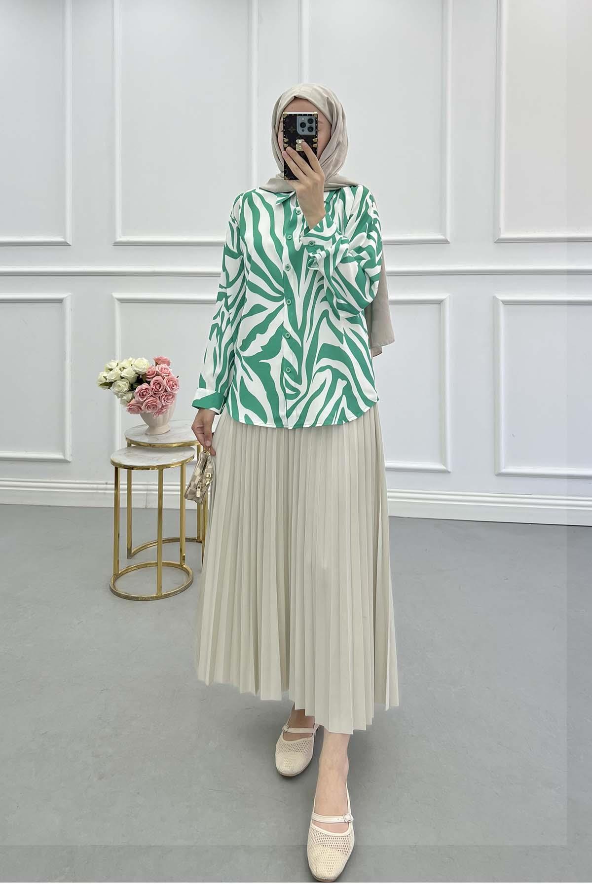 Desenli Gömlek Yeşil