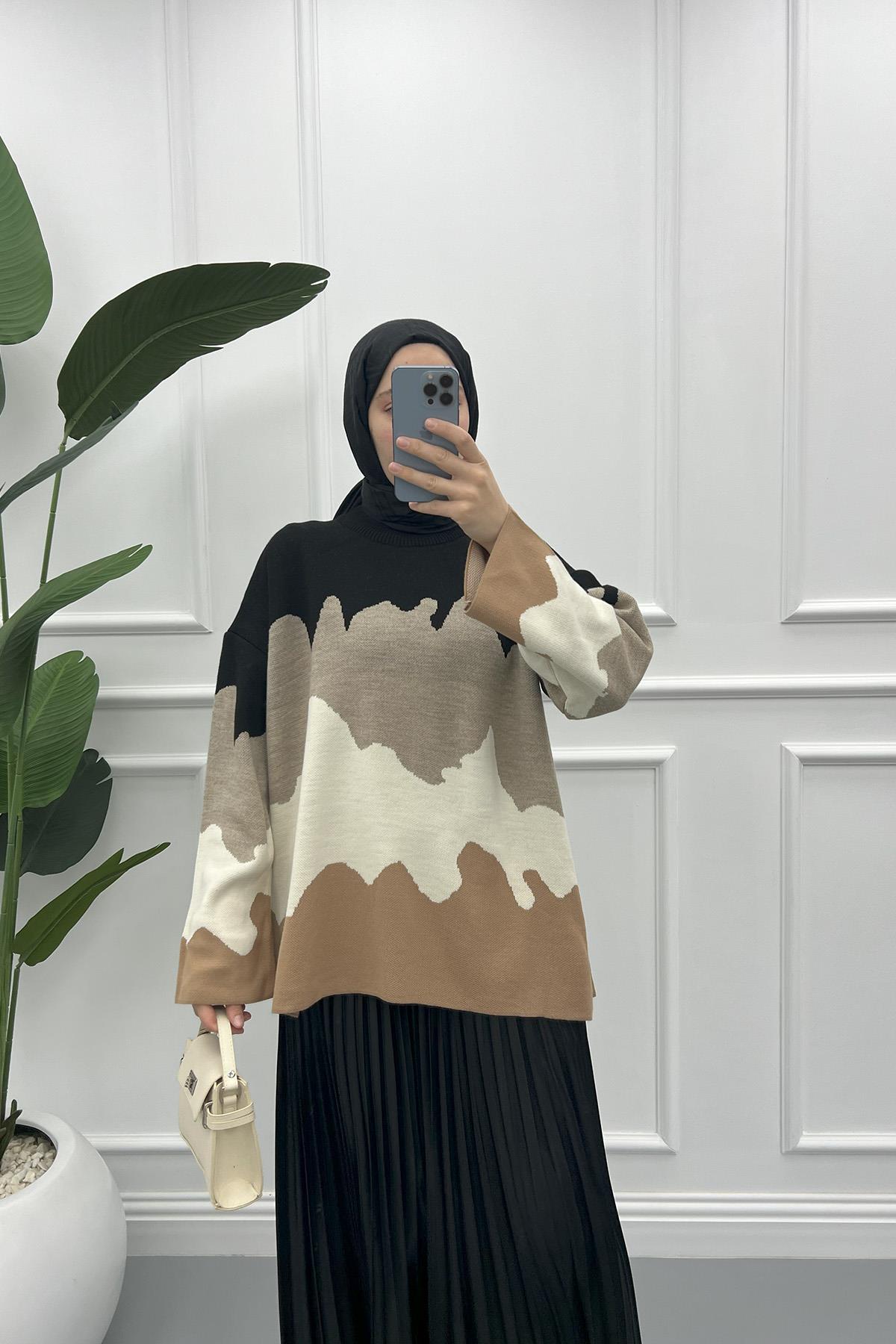 Dik Yaka Dalgalı Kazak Siyah