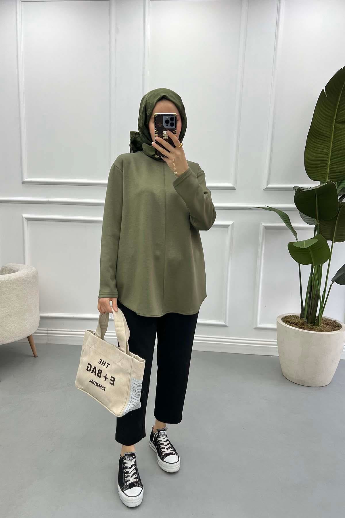 Dikiş Detaylı Oysh Tunik Haki