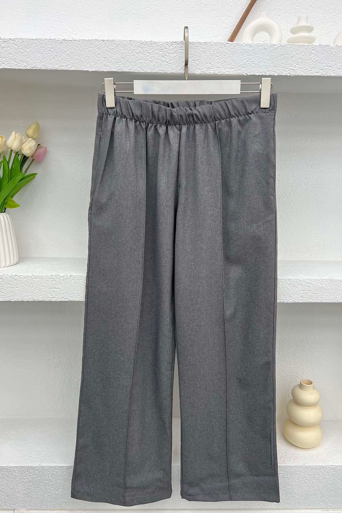 Dikiş Detaylı Pantolon Füme