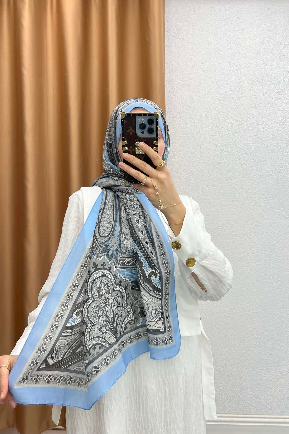 Etro Desenli Şal Açık Mavi