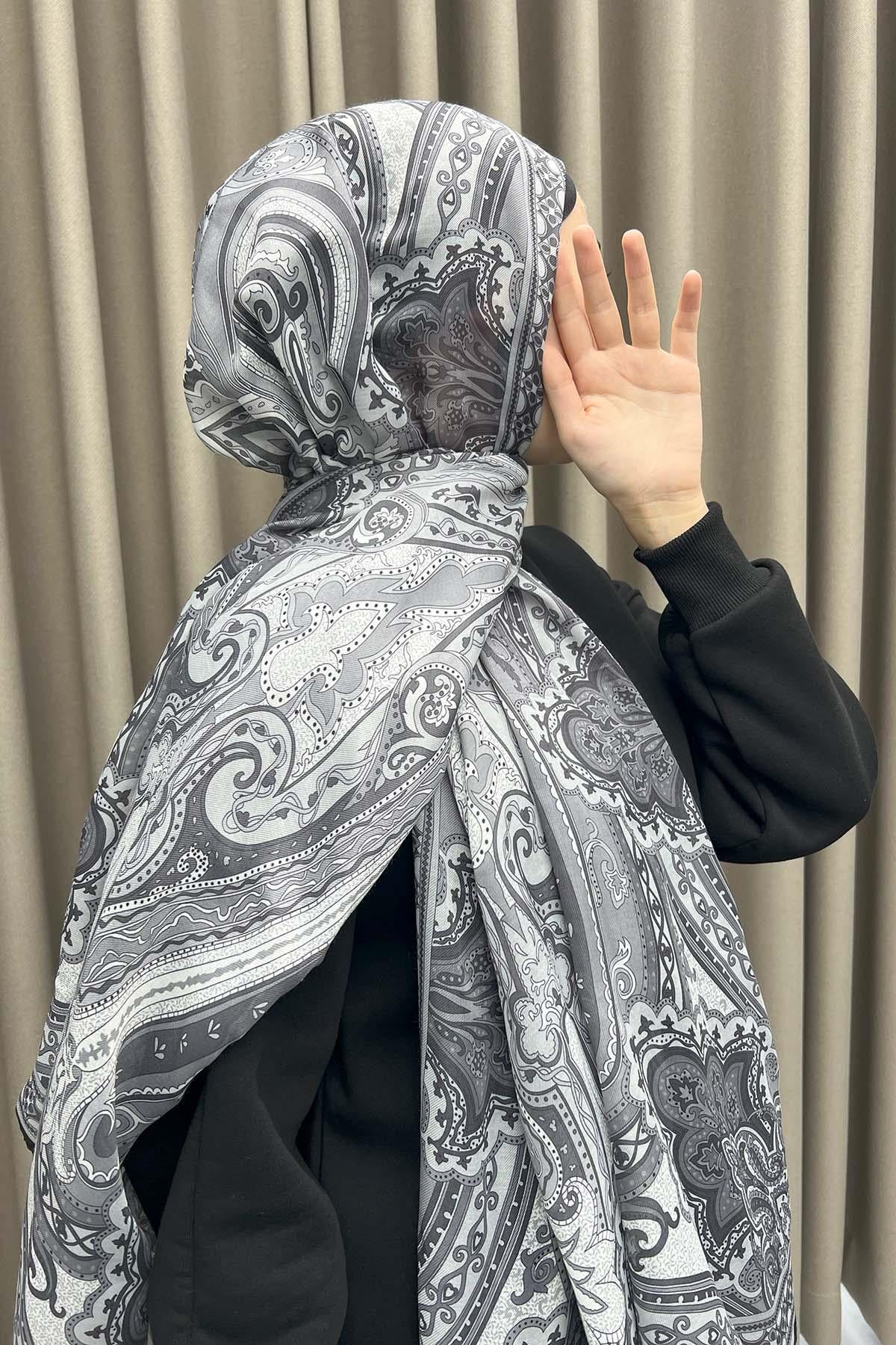 Etro Desenli Şal Koyu-Gri