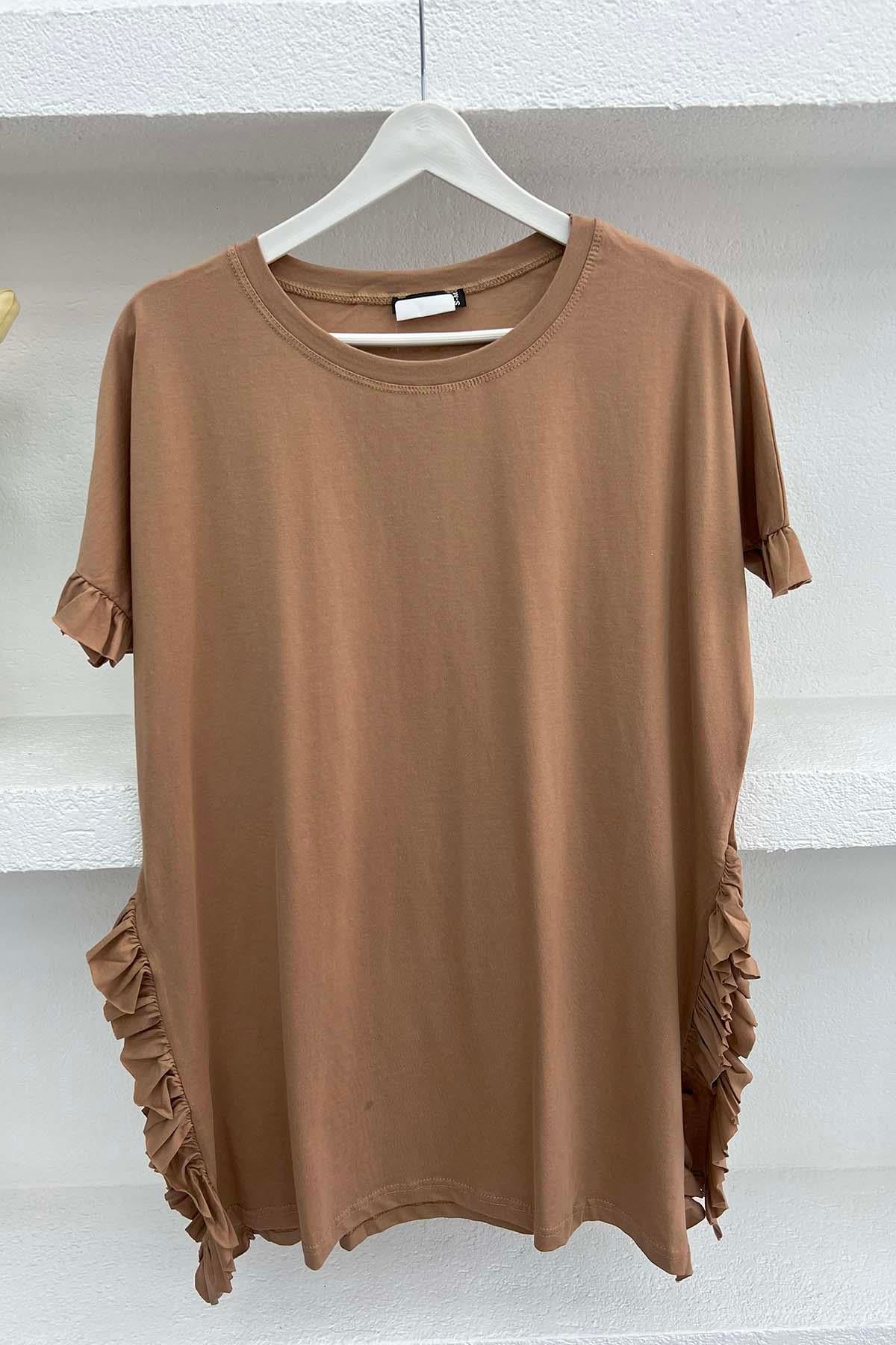 Fırfırlı T-Shirt Kahve