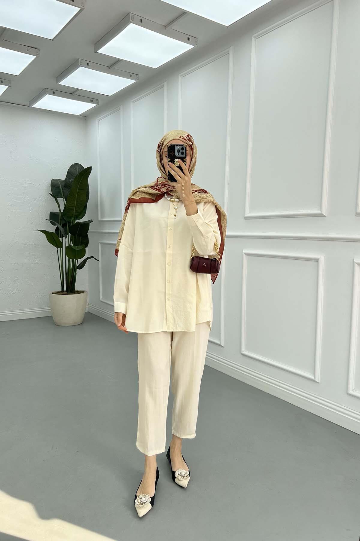 Gömlek Pantolon Takım Krem