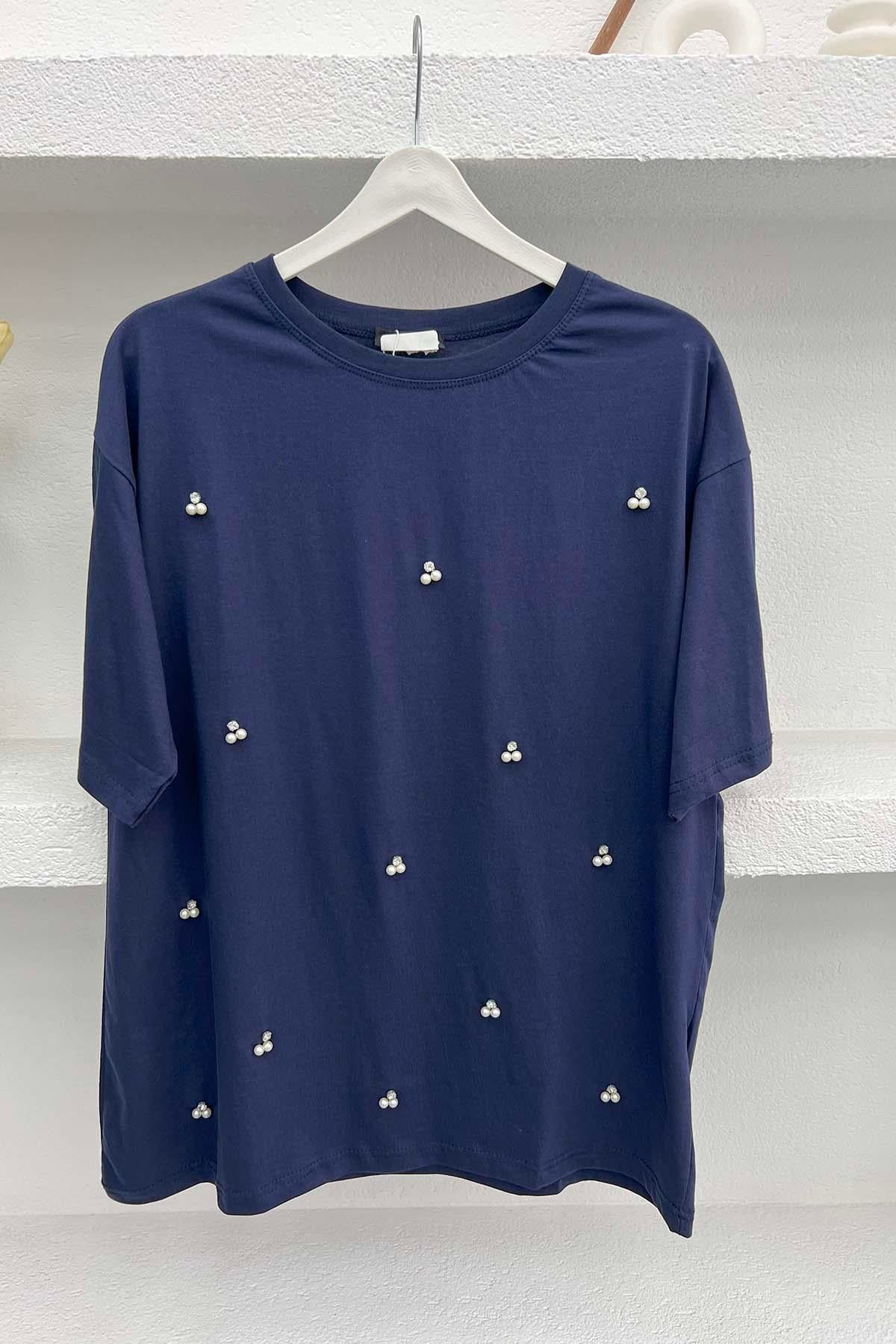 İncili T-Shirt Lacivert