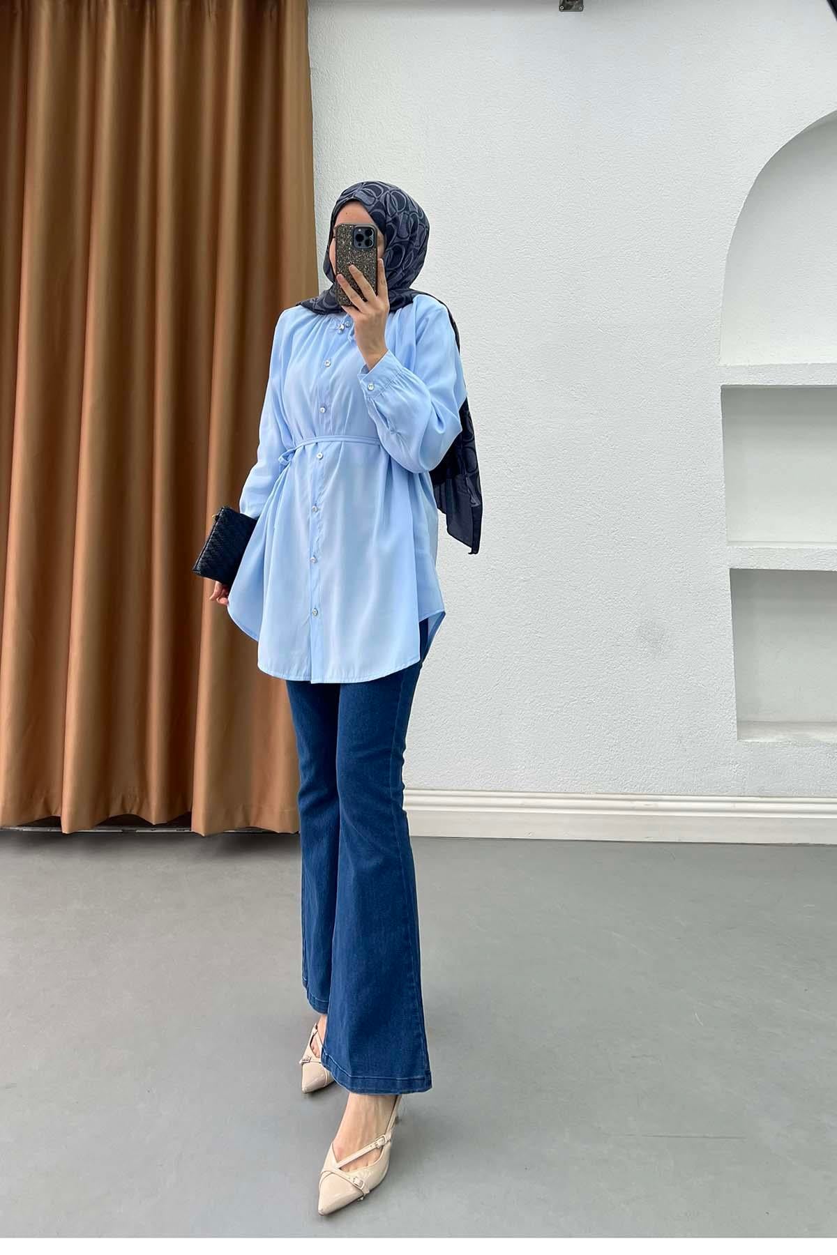 İspanyol Paça Kot Pantolon Lacivert