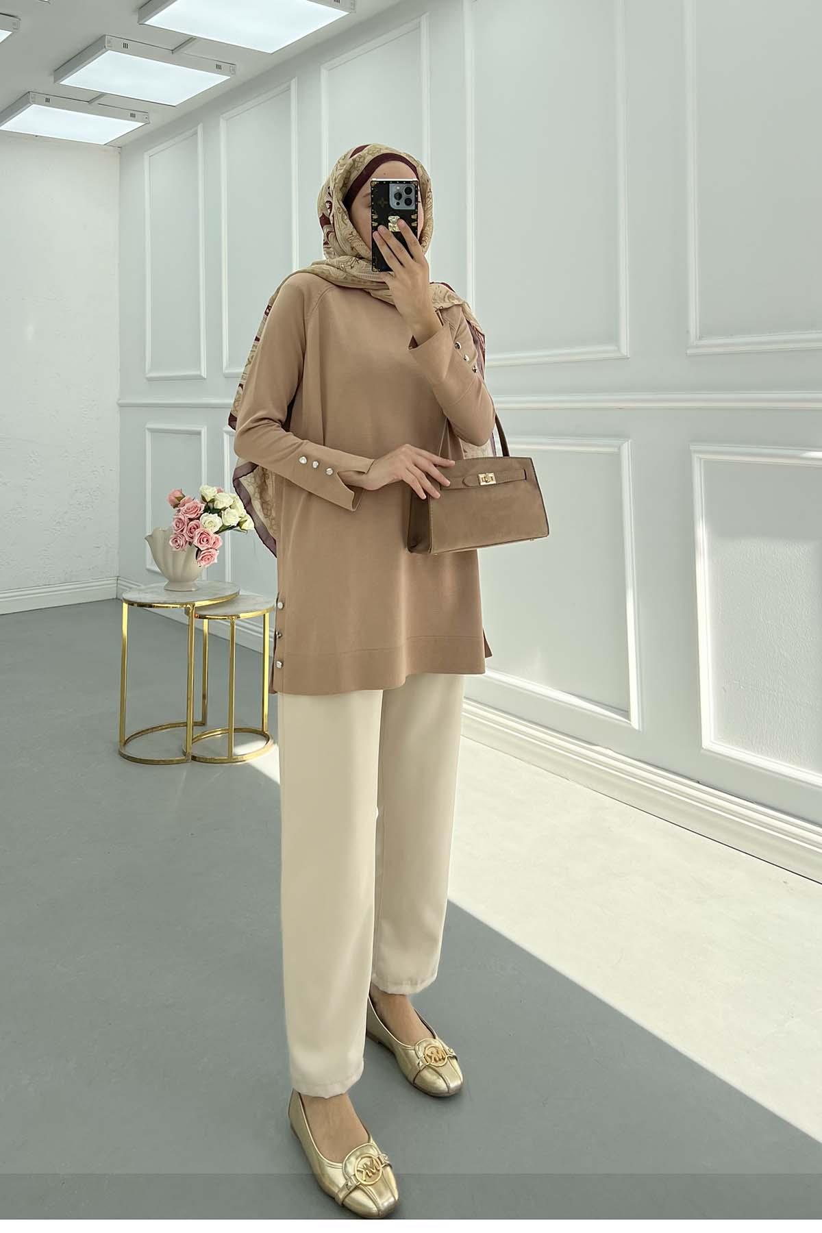 İtalyan Reglan Bluz Sütlü Kahve