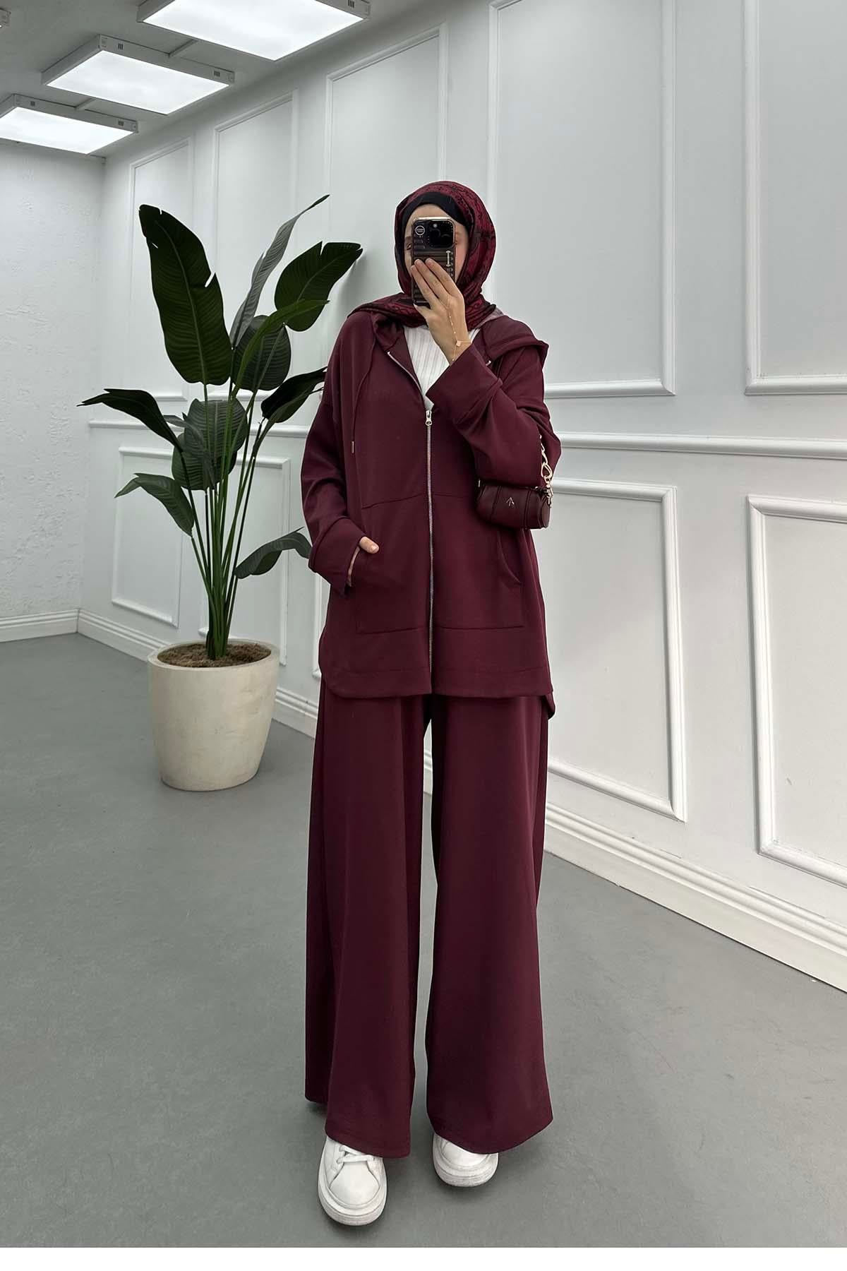 Kapişonlu Oysh Takım Bordo