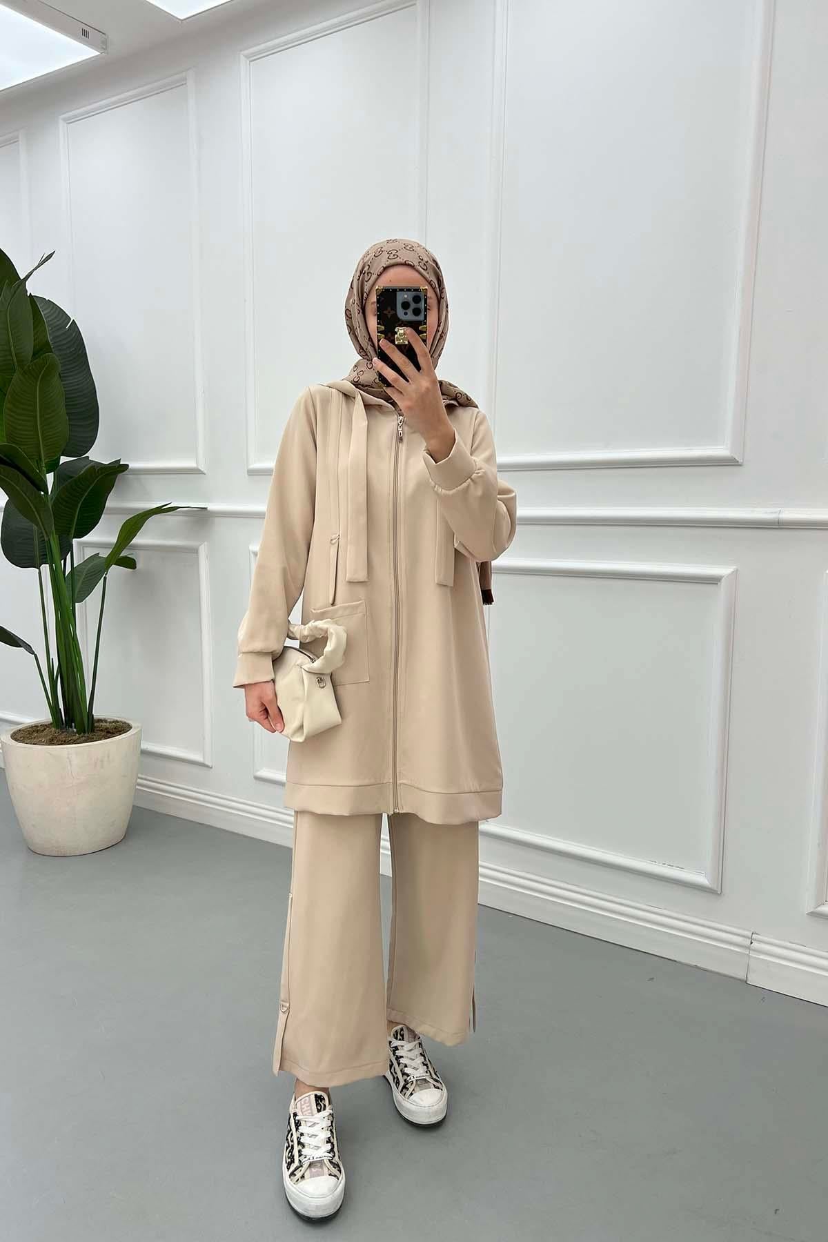 Kapüşonlu Cepli Takım Taş