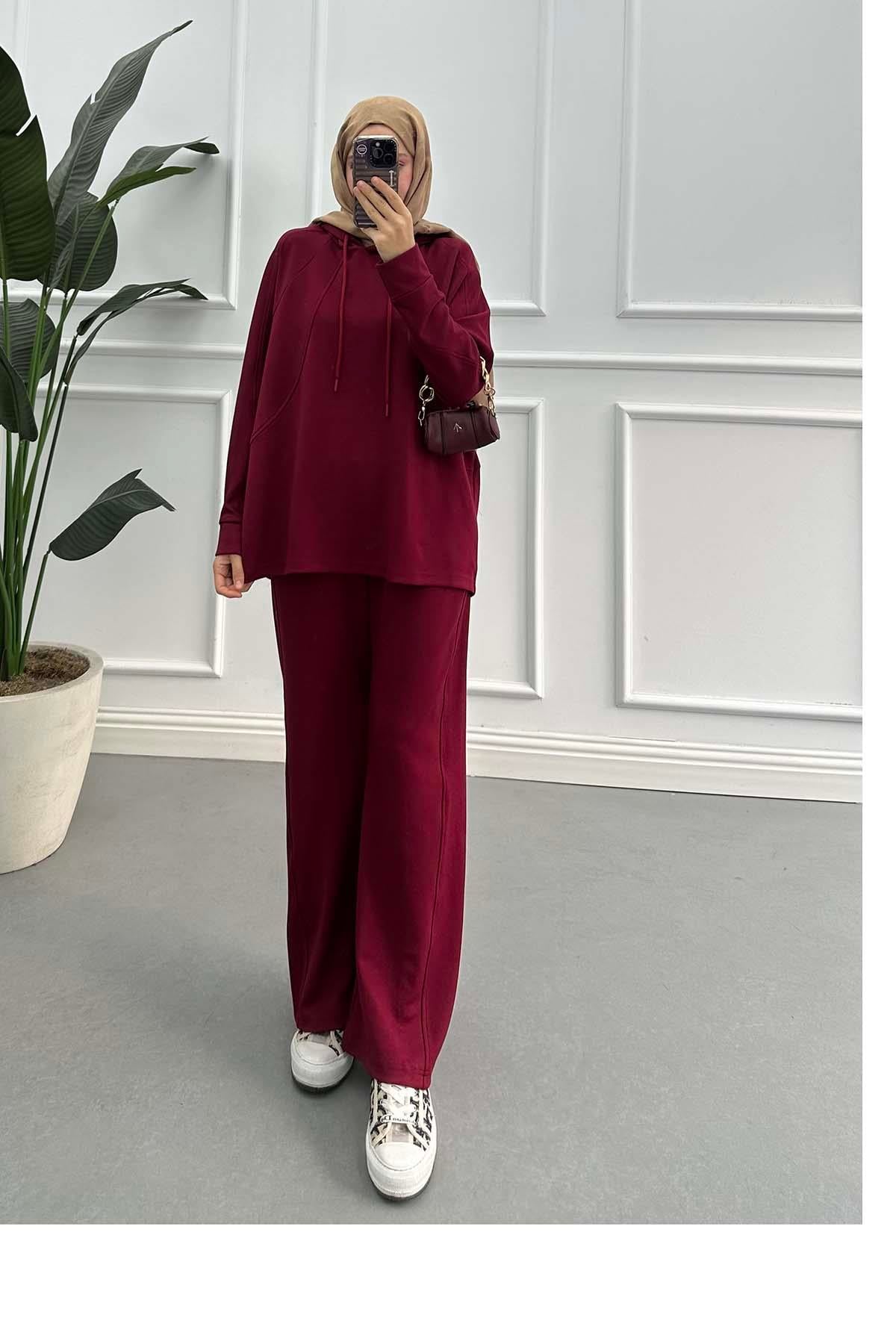 Kapüşonlu Oysh Takım Bordo