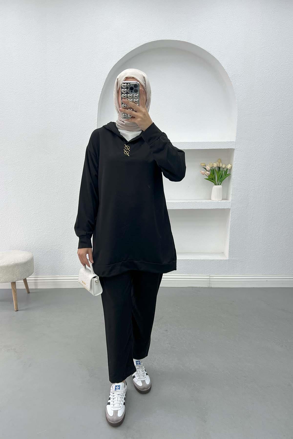 Kapüşonlu Takım Siyah