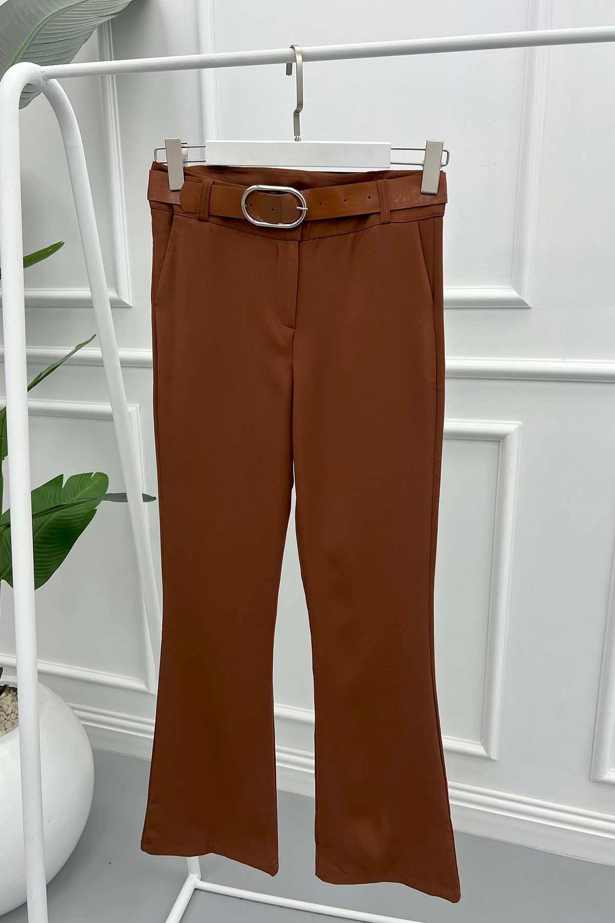 Kemerli Pantolon Kahve